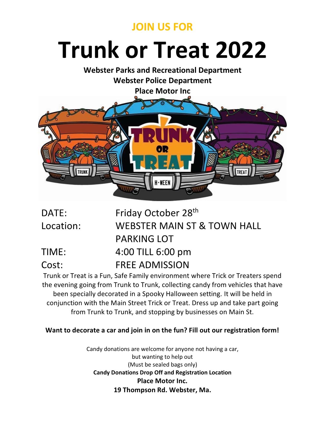 Trunk or Treat Event 2022