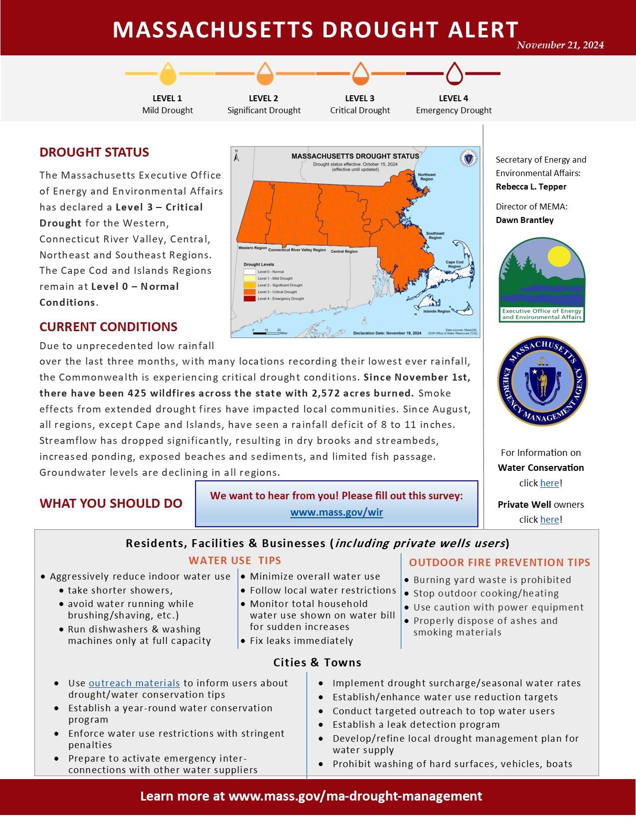 Massachusetts Drought Alert - Nov 21 2024