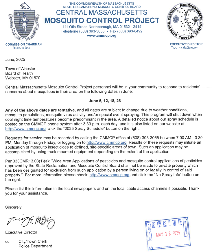 June 2025 Mosquito Control Project Spraying